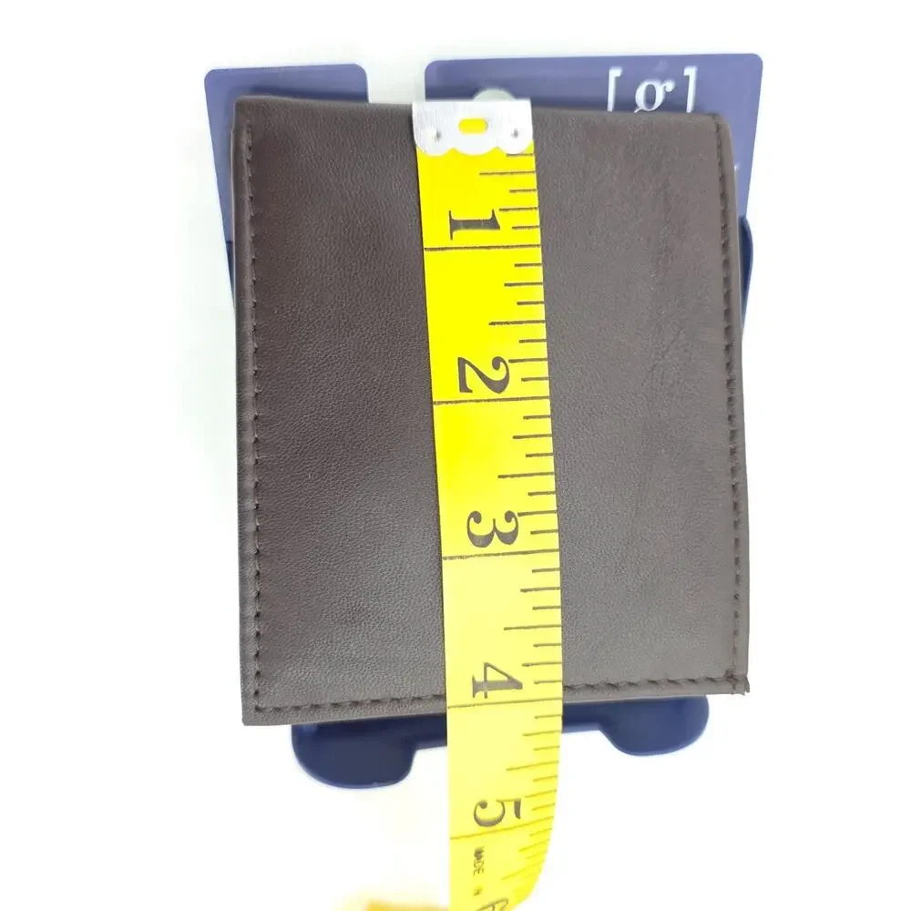 George Men’s Leather Slim Bi-Fold Wallet Brown NWT Classic Pocket Billfold